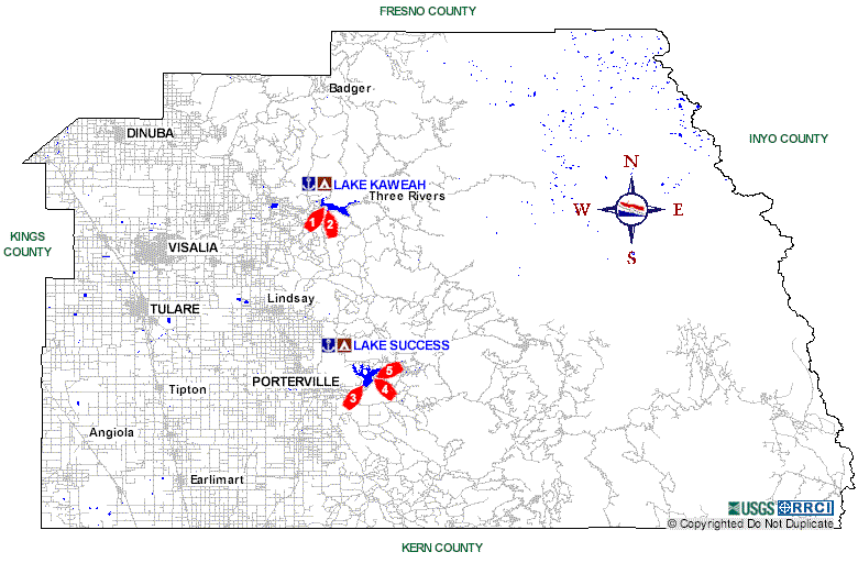 Clickable Tulare County Map to locate detailed Boat Launching Ramp information  
